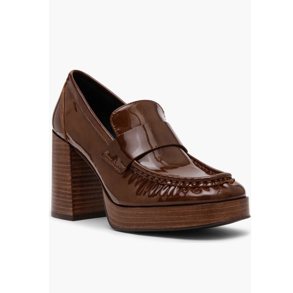 Steve Madden Munday Platform Pump Camel Brown Patent Leather Women’s Size 8 - Picture 1 of 14